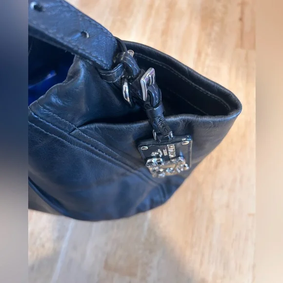 Authentic Prada black with silver accents leather Hobo bag with side pockets - Picture 3 of 16